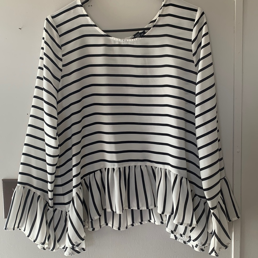 A.N.A Black and White Stripped dress shirt